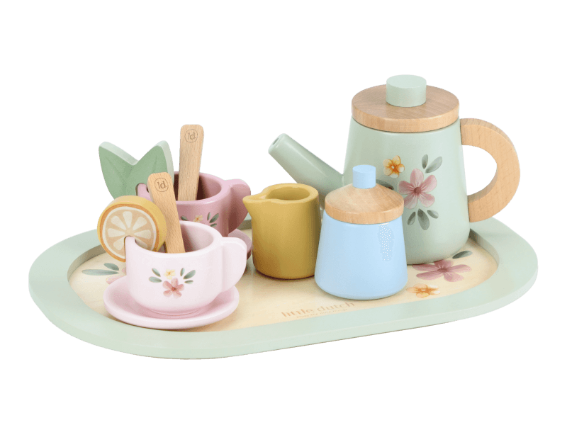 Little Dutch Čajový set drevený s kvetinovou potlačou