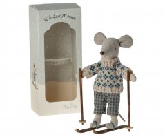 Zimná myš s lyžiarskym setom, otec Maileg