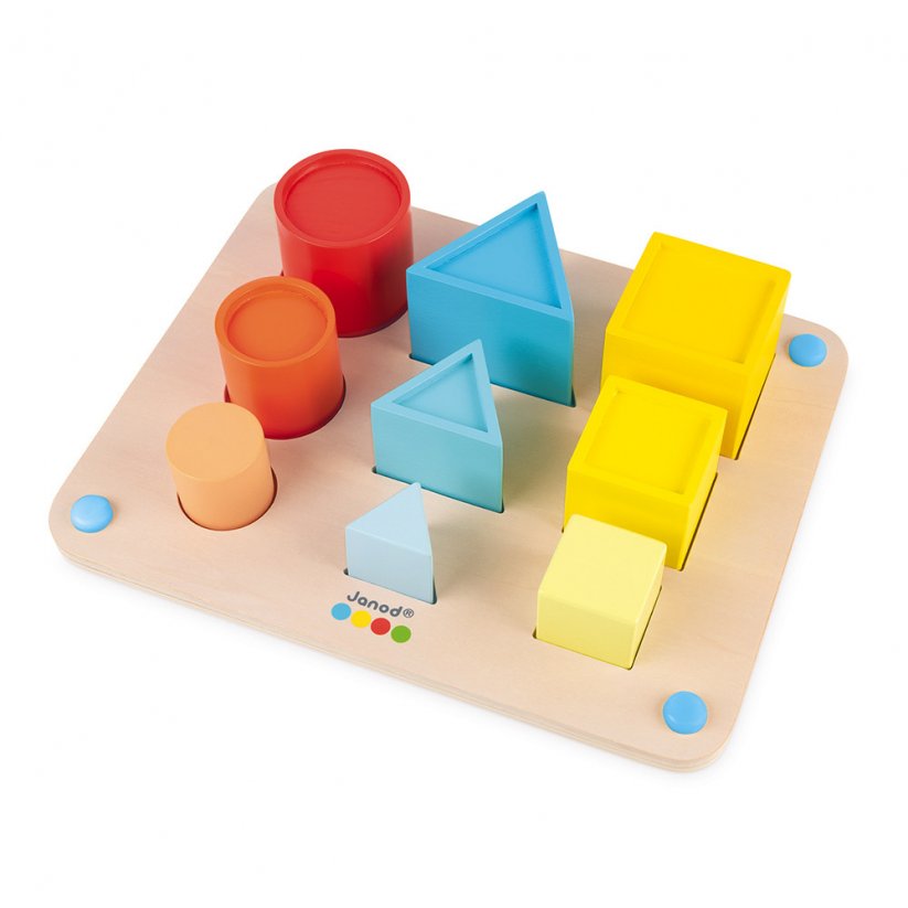 Dřevěná hračka pro vkládání Učíme se tvary barvy velikosti série Montessori
