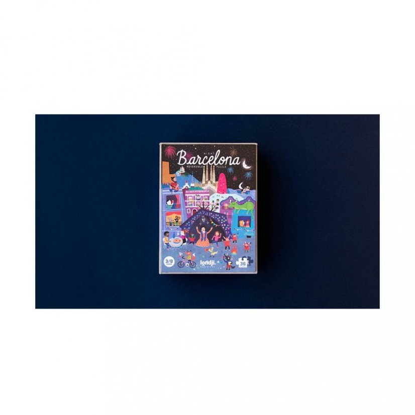 Doppelseitiges Puzzle Tag und Nacht Barcelona - 36 Teile