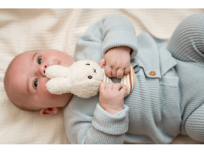 Rassel von Miffy-Kaninchen mit Vintage-Streifen