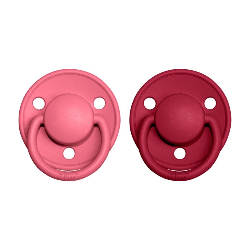 BIBS De Lux dudlíky z přírodního kaučuku 2ks - velikost 1 různé druhy - BIBS De Lux dudlíky z přírodního kaučuku 2ks: coral/ruby