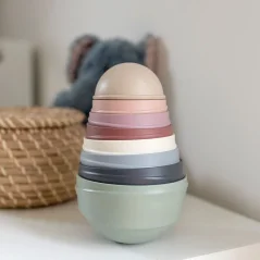 Stapelbarer BIBS-Balanceturm – Pastell-Regenbogen