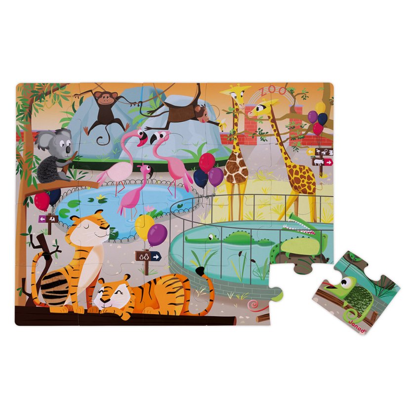 Puzzle dotykové Deň v zoologickej záhrade s textúrou 20 dielov od 3-6 rokov