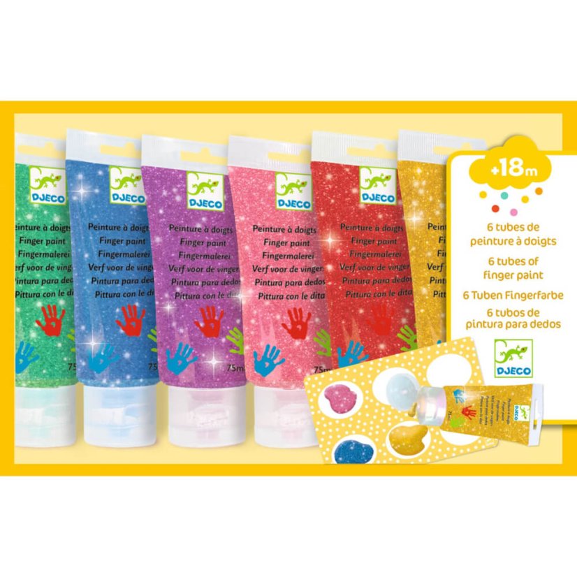 Fingerfarben in der Tube (6 Stück) glitzern