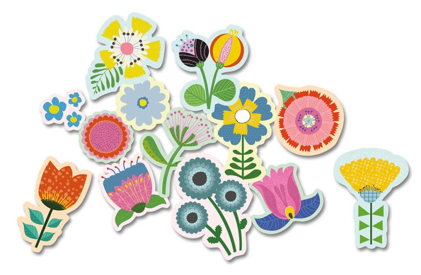 100 Aufkleber in einer Blumenschachtel