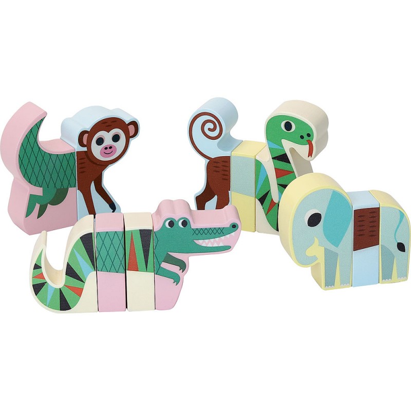 Drevené magnetické puzzle zvieratka Jungle