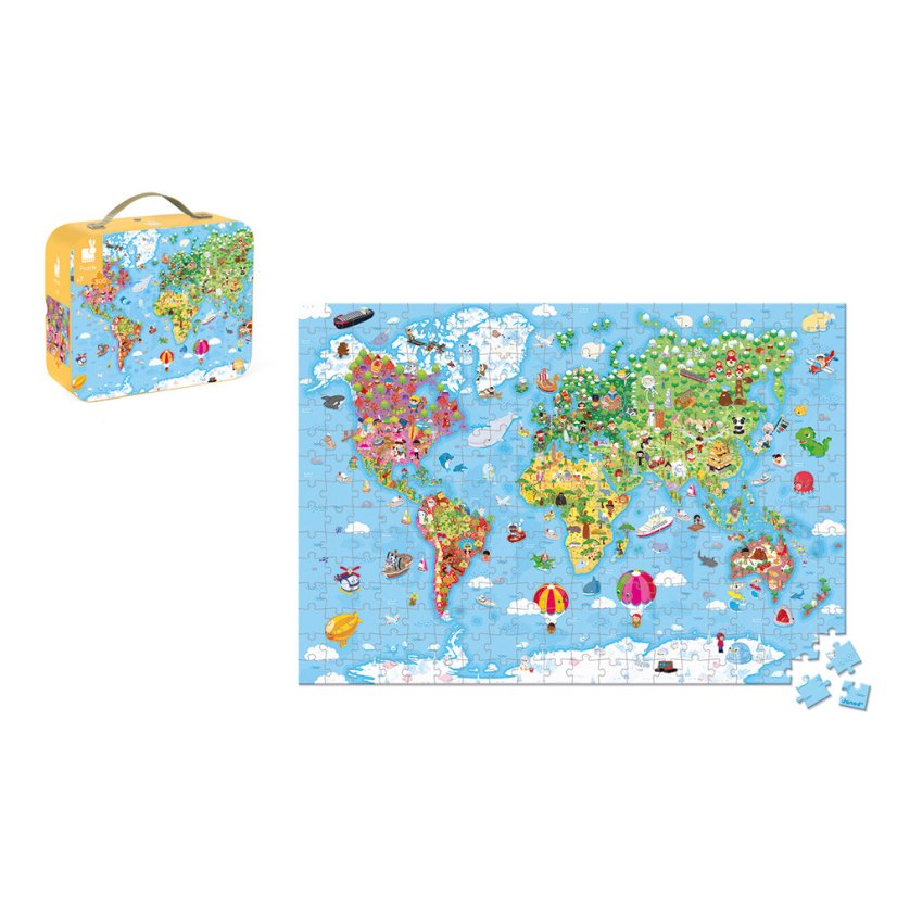 Puzzle Weltkarte im Koffer 300 Teile