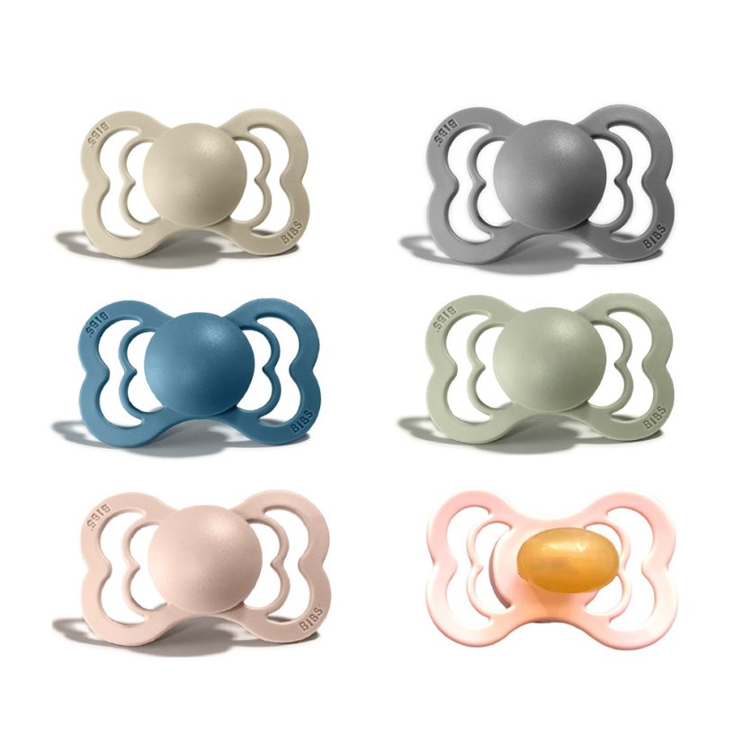 BIBS Supreme Naturkautschuk-Schnuller 2 Stück – Größe 1 verschiedene Typen - BIBS Supreme-Schnuller: vanilla/peach