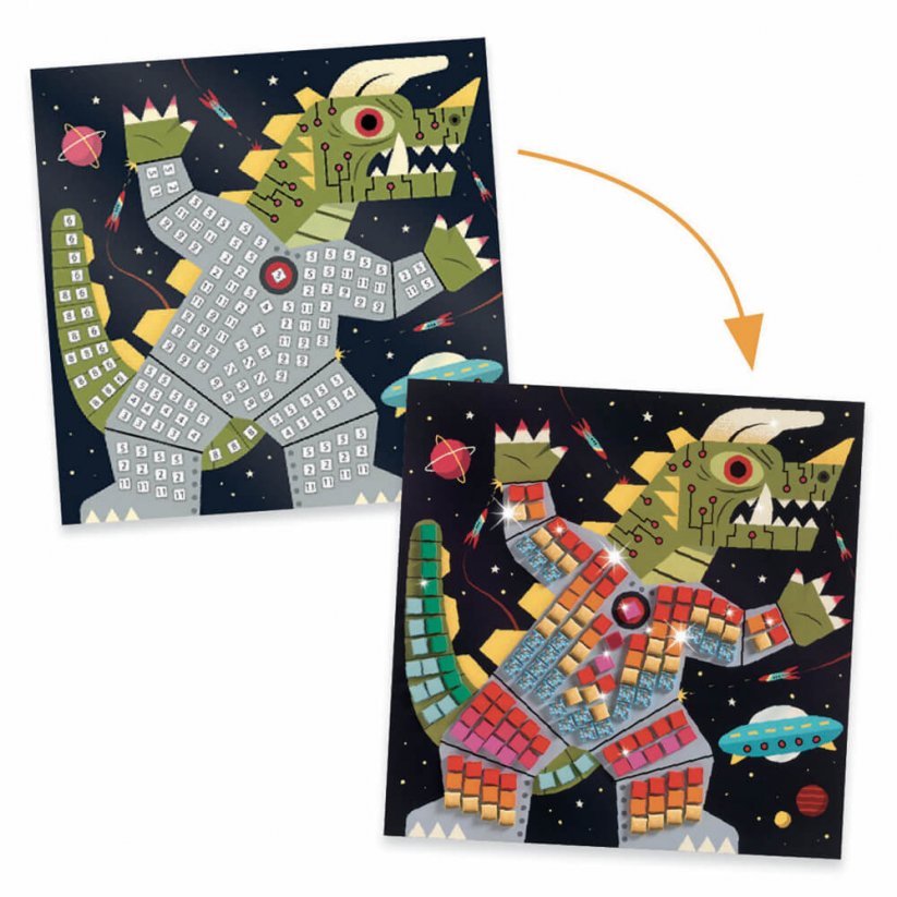 Vesmírni bojovníci (mozaika s dielikmi s metalickým leskom)