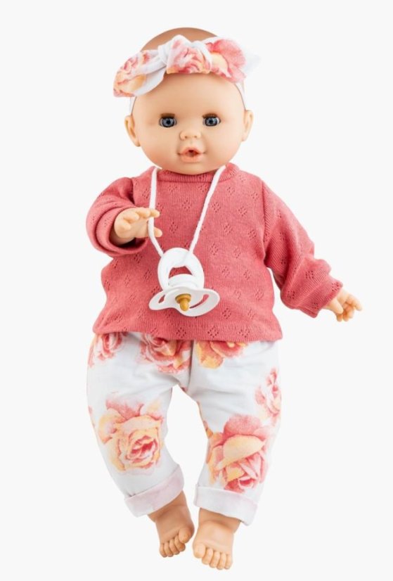 Realistisches Baby - kleines Mädchen Sonia in einem Kleid mit Rosen mit Ton