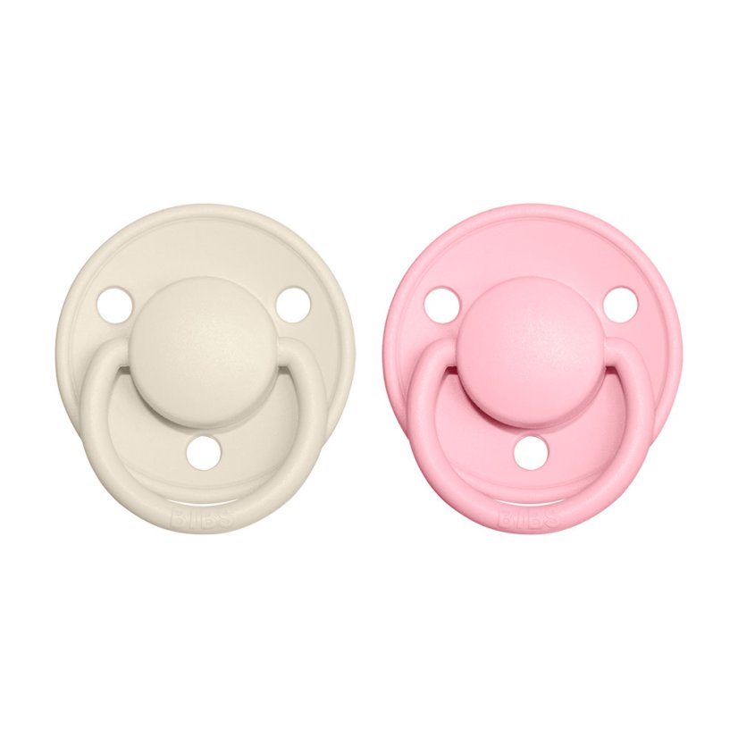 BIBS De Lux cumlíky z prírodného kaučuku 2ks - veľkosť 1 rôzne druhy - BIBS De Lux cumlíky z prírodného kaučuku 2ks: ivory/baby-pink