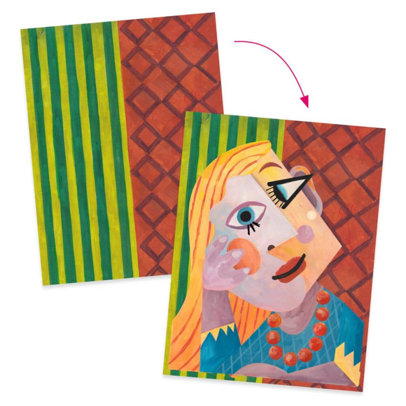 Inspiriert von Pablo Picasso: Quadratischer Kopf, Collage