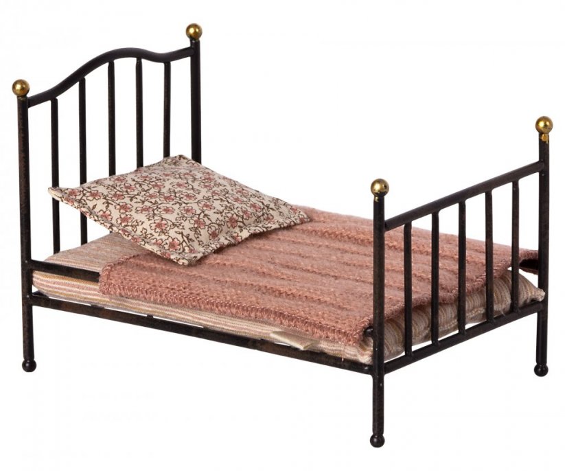 Kovová vintage posteľ antracit Maileg