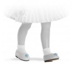 Schuhe für Puppen 32 cm - Niedrig weiß mit einer Blume