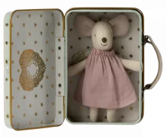 Myška v kovovom kufríku Angel, malá sestra Maileg