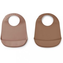 Silikonový bryndák s kapsou Tilda Dark rose / Terracotta mix