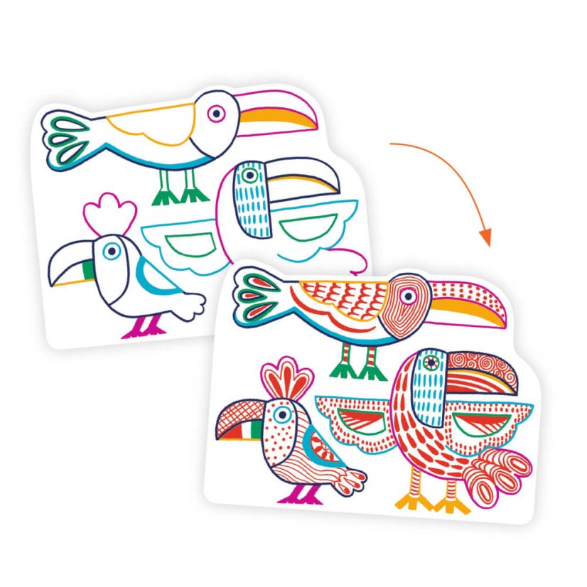 Familien wilder Tiere. Magisches Ausmalen mit Buntstiften