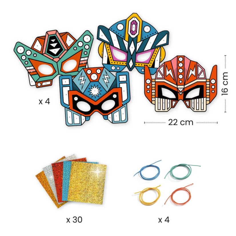 DIY 4 masky super robotov s metalickým leskom