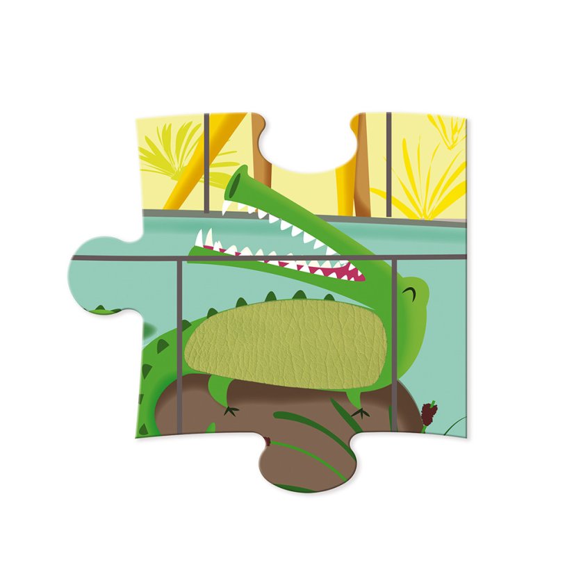 Puzzle dotykové Deň v zoologickej záhrade s textúrou 20 dielov od 3-6 rokov