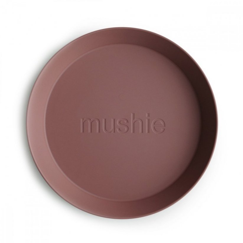 Mushie okrúhly tanier 2 ks rôzne farby - Mushie farby: smoke