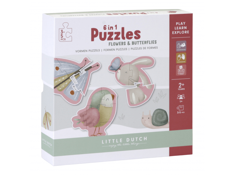 Little Dutch Puzzle 6in1 Blumen und Schmetterlinge