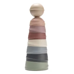 Stapelbarer BIBS-Balanceturm – Pastell-Regenbogen