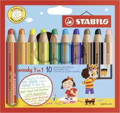 Pastelky STABILO woody 3in1, sada 10 ks