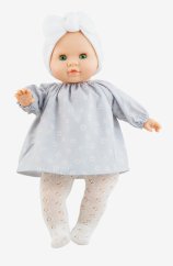 Realistisches Baby - kleines Mädchen Ana in einem blauen Kleid