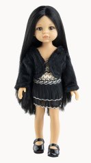 Carola-Puppe in einem schwarz-weißen Kleid