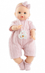 Realistické bábätko - dievčatko Sonia v pletenom overale so zvukom