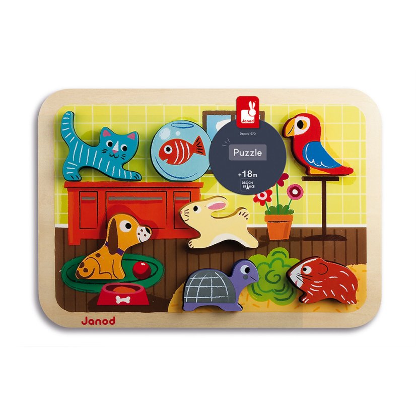 Drevené vkladacie puzzle pre najmenších Zvieratká Chunky od 1 roka 7 dielov