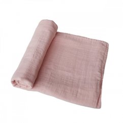 Mushie-Musselin-Wickeltuch aus rosa-vanillefarbener Bio-Baumwolle