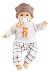 Realistischer Baby - Junge Alex mit Teddybärpullover und Sound