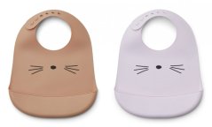 Silikonový bryndák  s kapsou Tilda Cat light lavender
