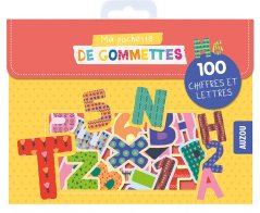 100 Aufkleber in einer Box mit Buchstaben und Zahlen