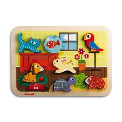 Drevené vkladacie puzzle pre najmenších Zvieratká Chunky od 1 roka 7 dielov