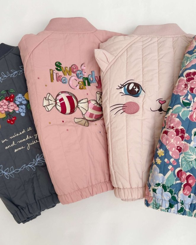 Detská bunda bomber Kitty rôzne veľkosti - Veľkosť: 92 / 2 roky