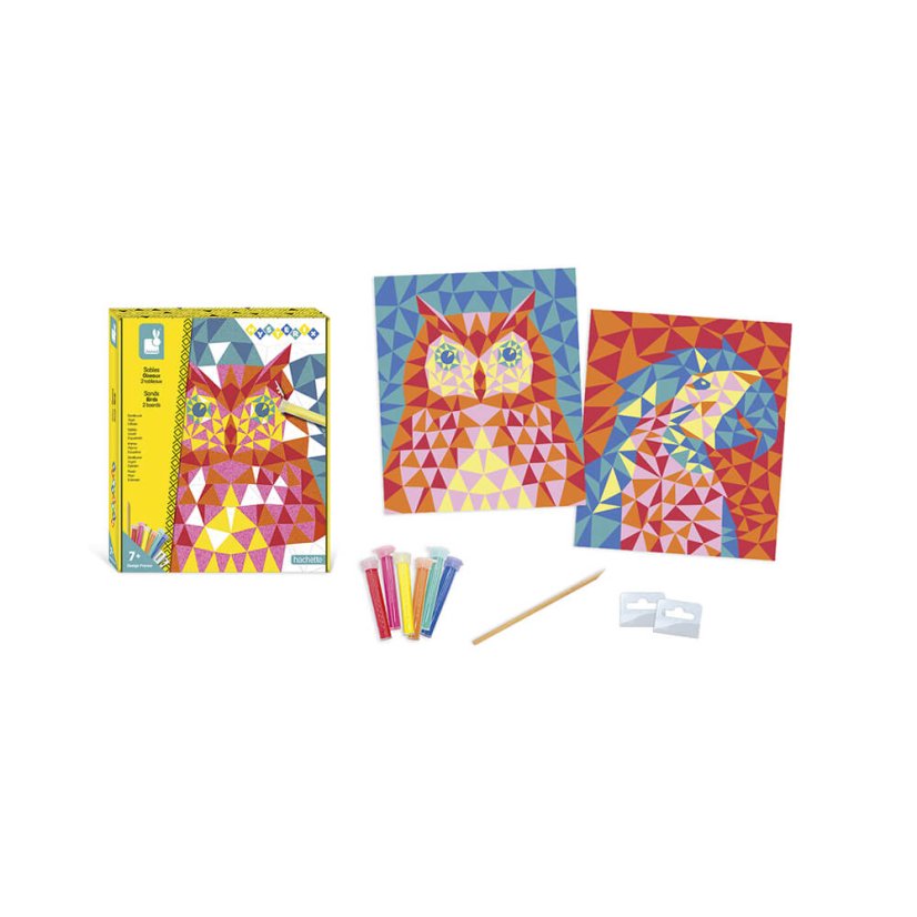 Atelier Set Maxi Farbiger Sand mit Glitzervögeln 7+