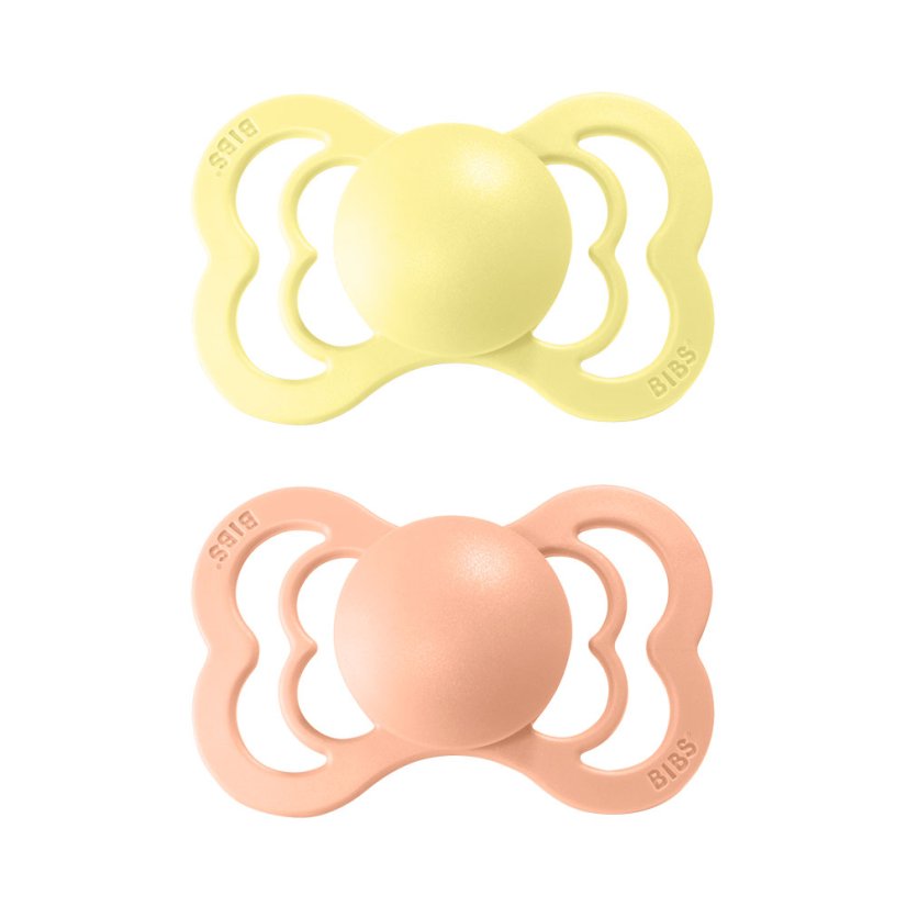 BIBS Supreme Naturkautschuk-Schnuller 2 Stück – Größe 1 verschiedene Typen - BIBS Supreme-Schnuller: vanilla/peach