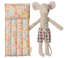 Plážová myš s nafukovací matrací, táta - květ Maileg