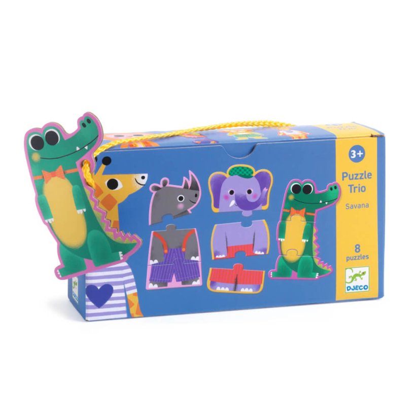 Puzzle-Trio: Savanne, 3 Teile x 8 Figuren