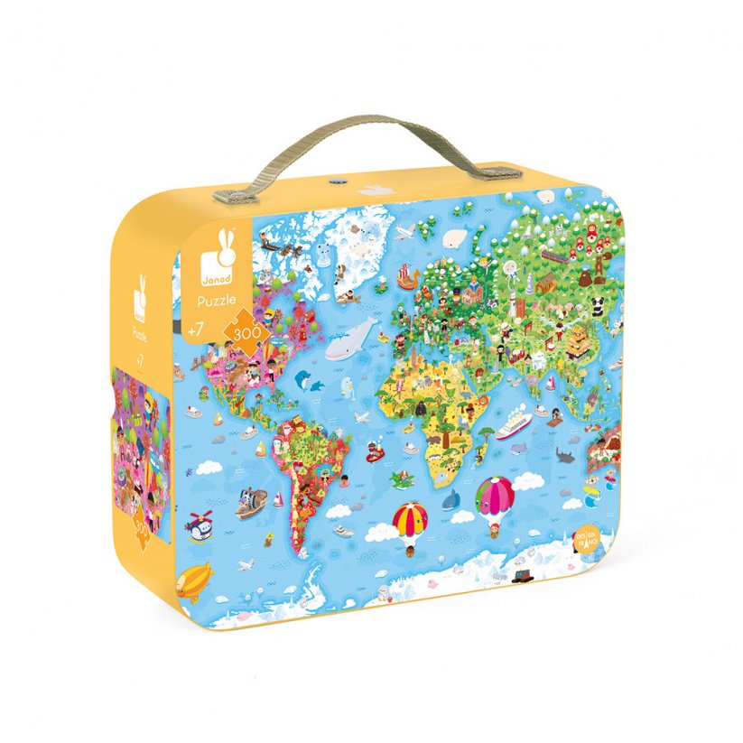 Puzzle Mapa světa v kufříku 300 ks