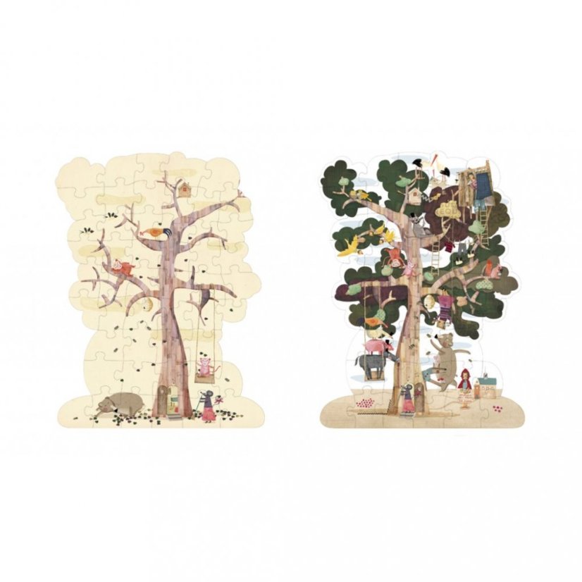 Obojstranné veľké puzzle strom- 50 ks