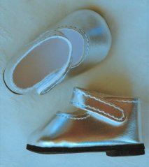 Schuhe für Puppen 32 cm - Niedrige silberne Sandalen