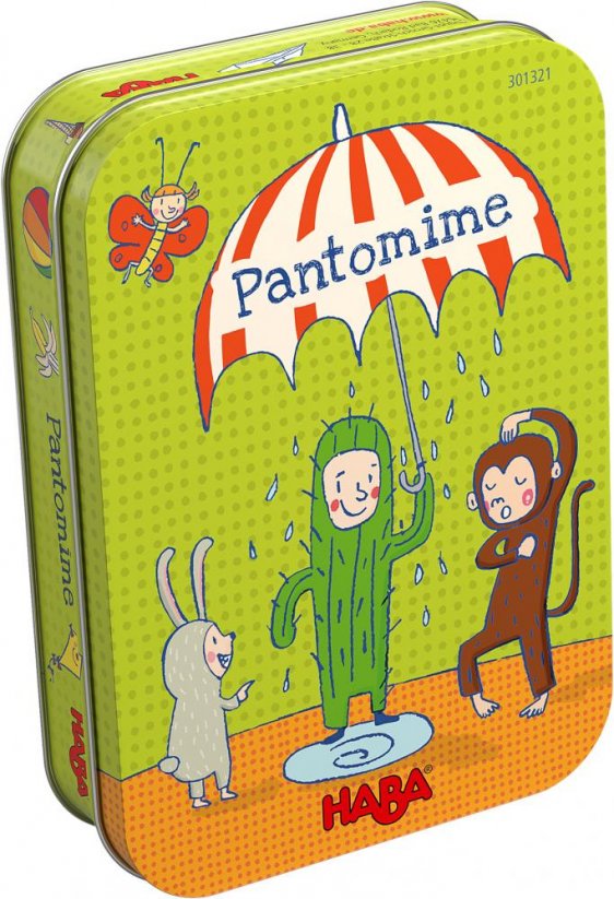 Haba Mini hra pro děti šarády Pantomima v kovové krabici