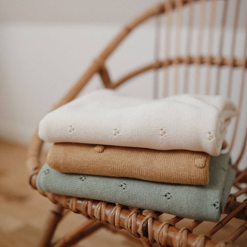 Mushie pletená dětská deka z organické bavlny Blush
