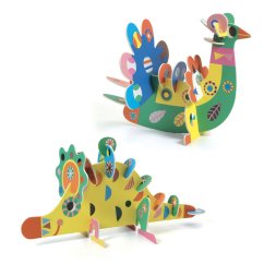 Drei 3D-Tiere: Collage mit Aufklebern