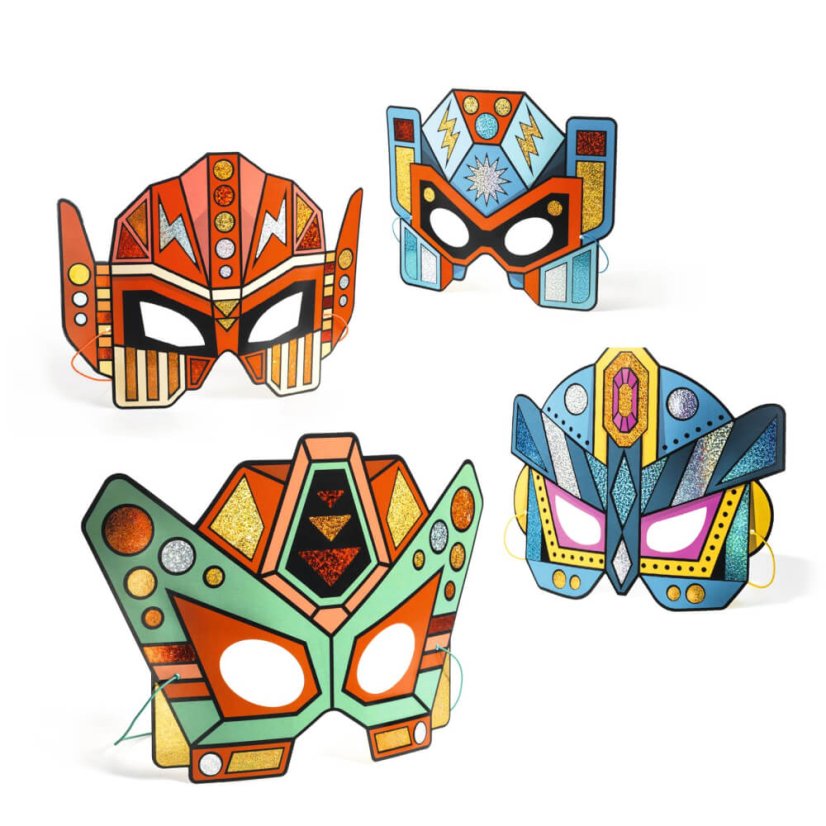 DIY 4 masky super robotov s metalickým leskom