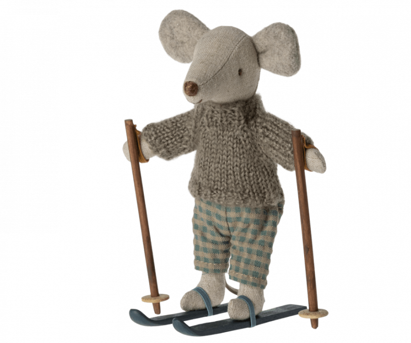 Zimná myš s lyžiarskym setom, veľký brat Maileg